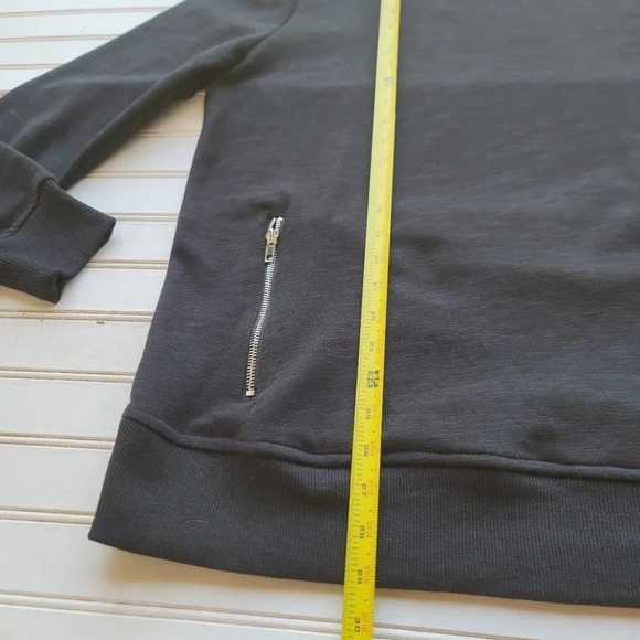 21 Men Sweatshirt Mens Black Cotton Blend Pullover Casual Fitted Zipper Sz M - Picture 3 of 8